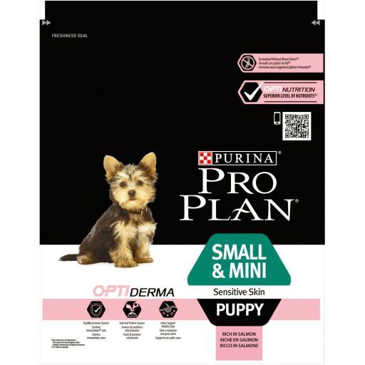 Small & Mini Puppy Sensitive Skin Optiderma Rico em Salm&atilde;o