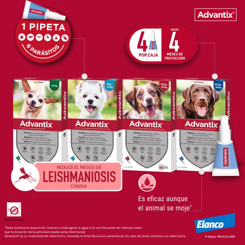 Advantix Pipetas Antiparasitárias 100 (de 4 a 10Kg) - Petness Portugal