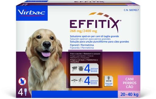 Effitix Spot on Antiparasitario y Mosquitos para Perros de 20 a 40 Kg Effitix Spot on Antiparasitario y Mosquitos para Perros de 20 a 40 Kg