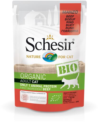 Schesir Bio para gato saqueta carne de vaca 85gr