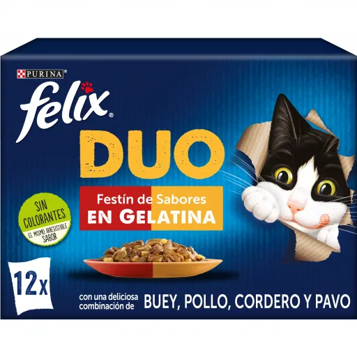 Purina Felix Multipack Surtido Fantastic Duo Festín de Sabores en Gelatina  Purina Felix Multipack Surtido Fantastic Duo Festín de Sabores en Gelatina