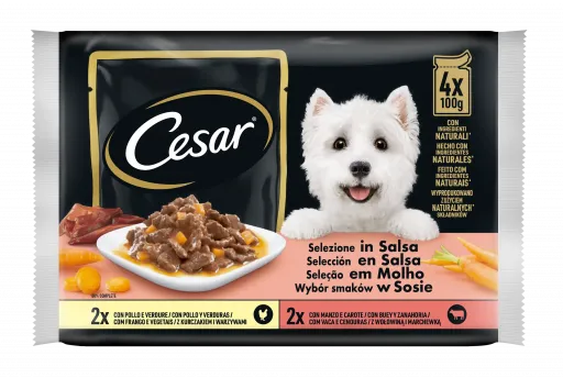 Cesar Comida H&uacute;meda para Perros Multipack Selecci&oacute;n Carnes Mixtas en Salsa