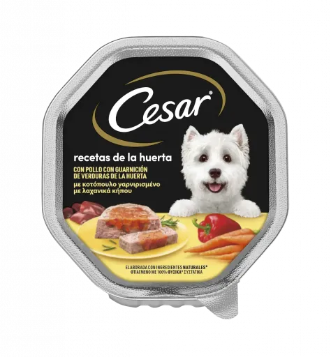 Cesar Comida H&uacute;meda Perros Recetas de la Huerta en Pat&eacute; y Gelatina Tarrina