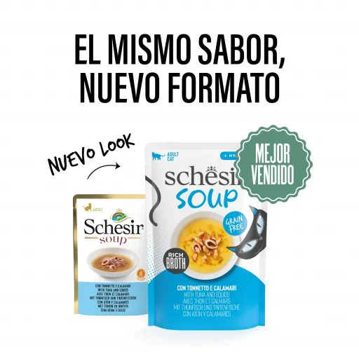 Schesir Sopa Atún Salvaje con Calamares para Gato