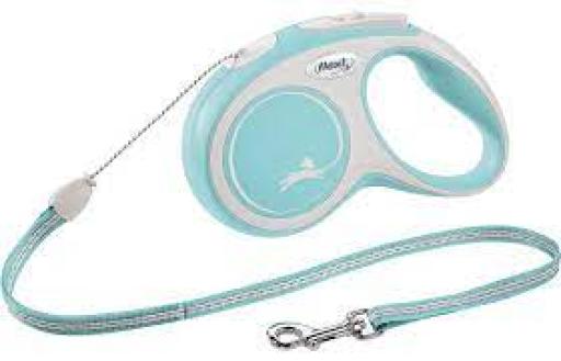 Flexi Correa New Comfort Cordón Azul Claro y Blanca para Perros