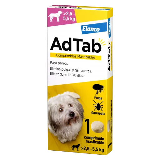 AdTab AdTAb Tableta Masticable Antiparasitaria para Perros (>2,5-5,5 Kg)
