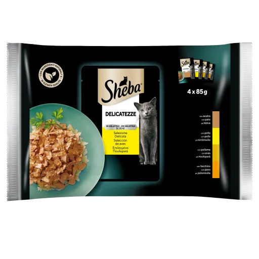 Sheba Delicatezze Comida H&uacute;meda Gatos Multipack Selecci&oacute;n Aves en Gelatina
