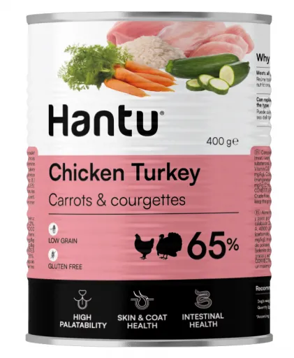 Hantu Nourriture humide au poulet et &agrave; la dinde avec carottes et courgettes pour chien adulte