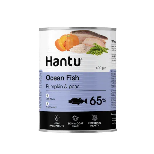 Comida Húmida Natural para Cães Adultos com Peixe do Oceano, Abóbora e Ervilhas