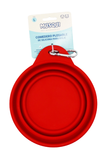 Large Foldable Red Silicone Travel Food Bowl