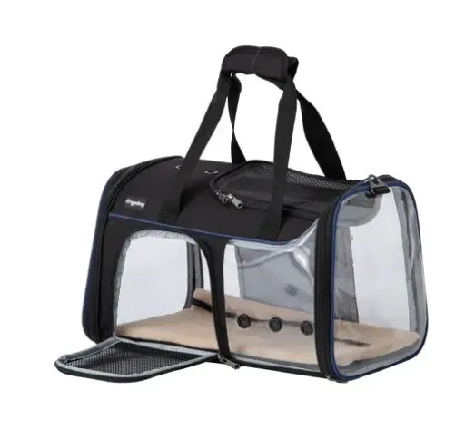 Freedog Transparente Jfk-Tragetasche f&uuml;r Hunde in Schwarz und Marineblau