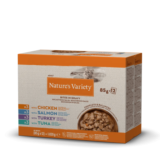Nature's Variety Multipack Comida H&uacute;meda Original de Pollo, At&uacute;n, Salm&oacute;n y Pavo