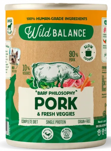 Wild Balance Mit Hirsch und Gem&uuml;se gekochtes Futter nach der Philosophie von BARF f&uuml;r Hunde