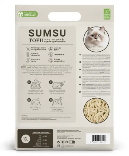 SUMSU Areia de Tofu com Aroma a Leite para Gatos