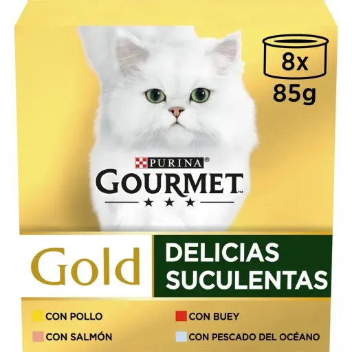 Gourmet Wet Food Gold Succulent Delights with Chicken, Fish, Salmon and Beef for Cats