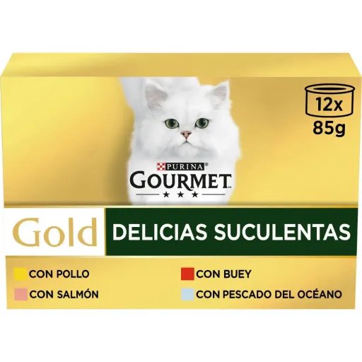 Gourmet Wet Food Gold Succulent Delights with Chicken, Fish, Salmon and Beef for Cats