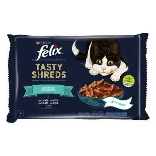 Purina Felix Felix Tasty Shreds Fest&iacute;n Del Mar Pack Surtido Sobres 4X80G