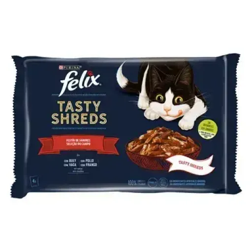 Purina Felix Felix Tasty Shreds Fest&iacute;n De Sabores Pack Surtido Sobres 4X80G