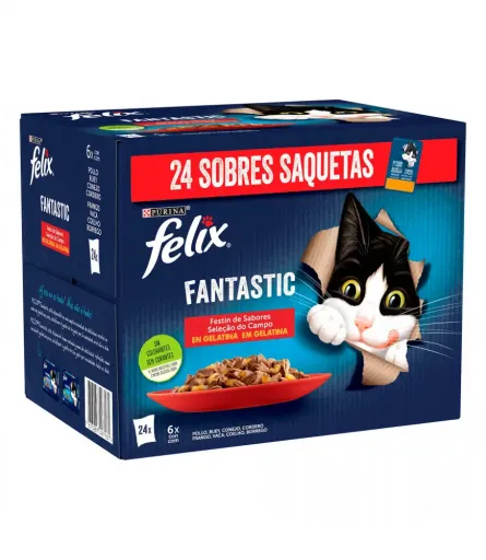 Purina Felix Felix Fantastic Sabores En Gelatina 4(24X85G)